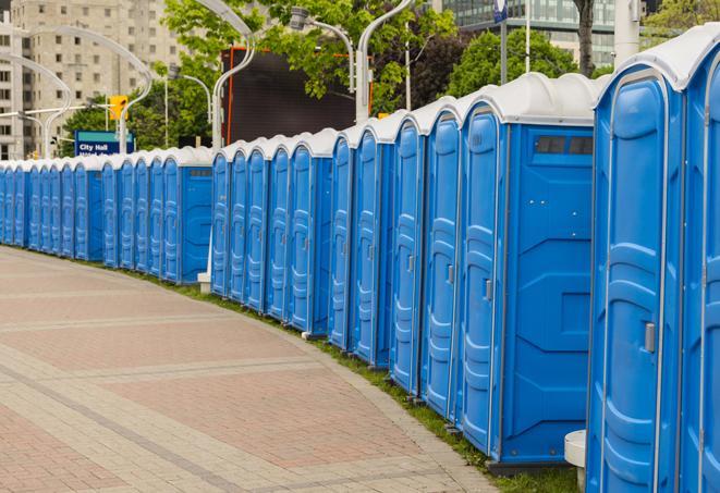 Seasonal porta potty units set up at a Albuquerque, New Mexico venue