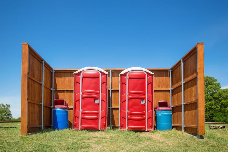 Short-term porta potty units staged for delivery in Albuquerque, New Mexico